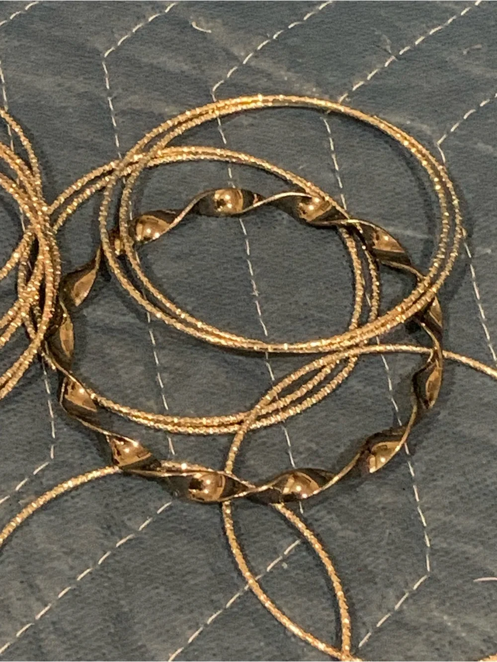 Gold Tone Women's Bangle Bracelet Set - Classic Stackable Style